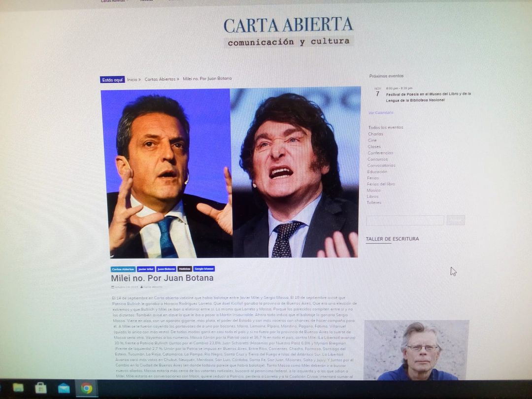 Comentarios a partir de la carta de Juan Botana: Milei no