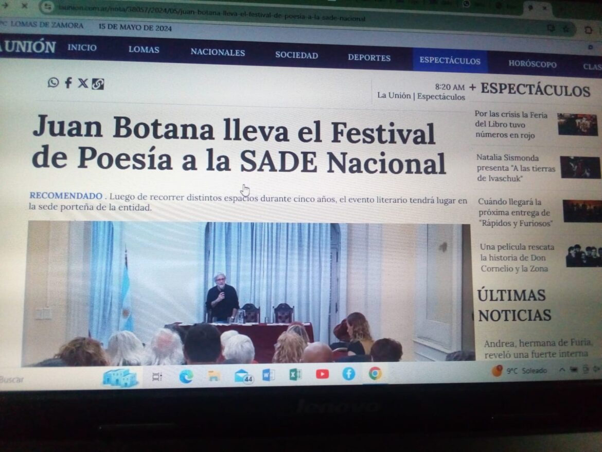 Juan Botana lleva el Festival de Poesía a la SADE Nacional. Por Edgardo Solano