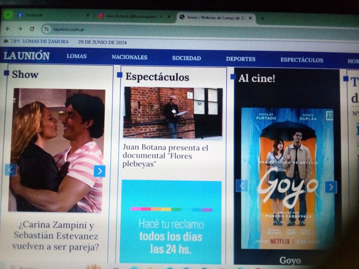 Juan Botana presenta el documental “Flores plebeyas”. Por Edgardo Solano