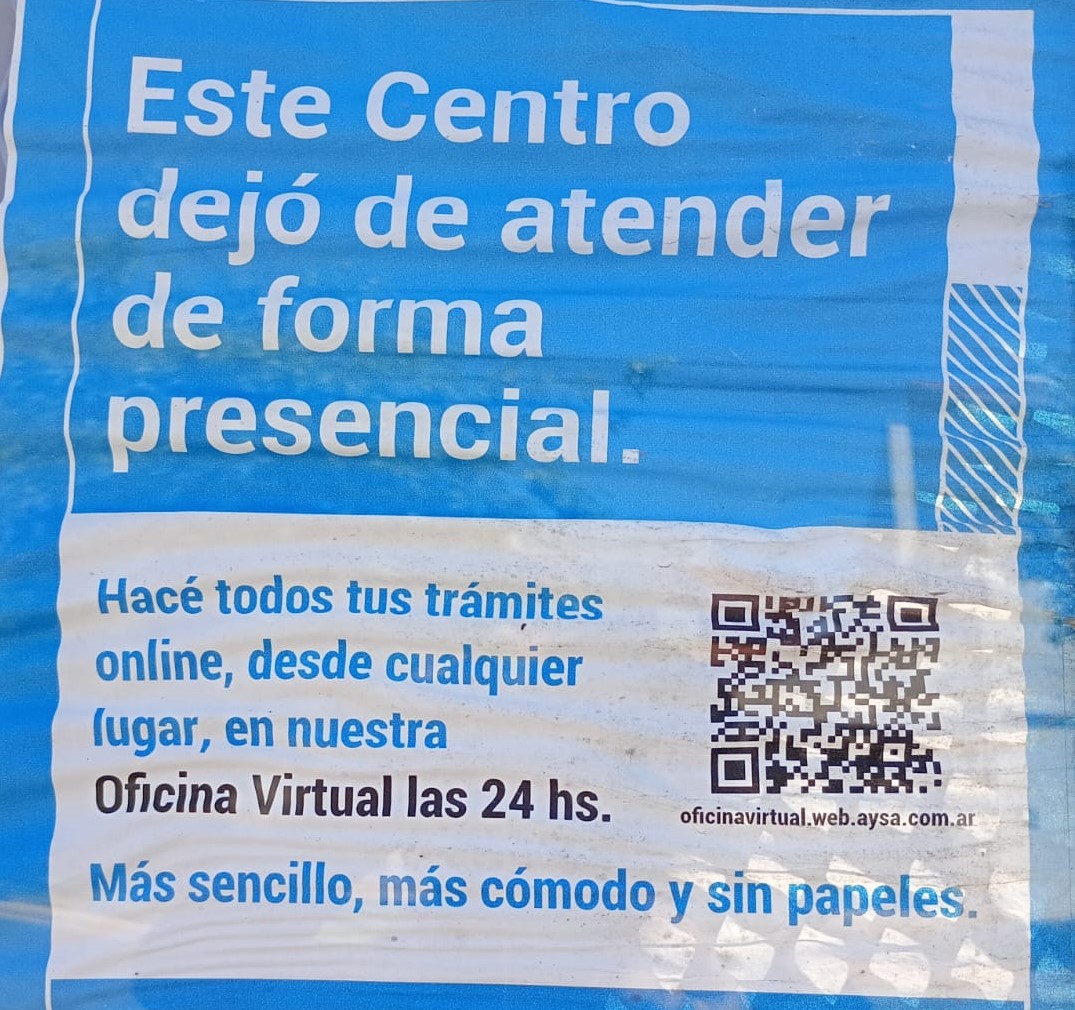 Carta abierta a Aguas Argentinas o este centro dejó de atender de forma presencial